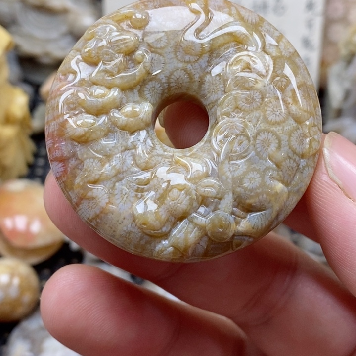 颈饰未镶嵌硅化珊瑚（珊瑚玉）