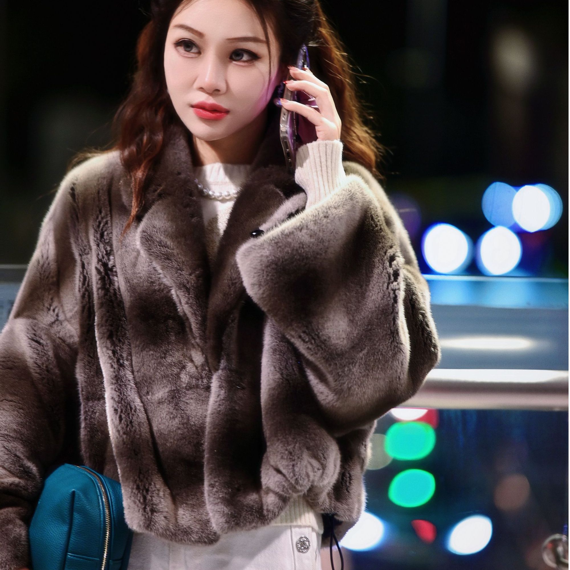 【京城贵女】西装领短款龙猫色高奢整貂进口天鹅绒水貂秋冬休闲