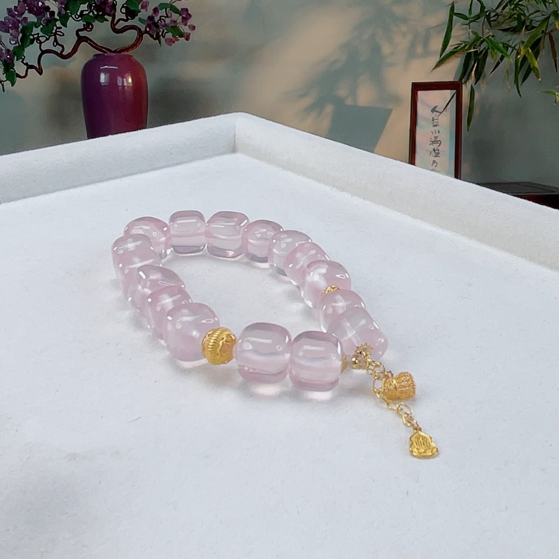 水晶手链18K金镶嵌水晶10.5