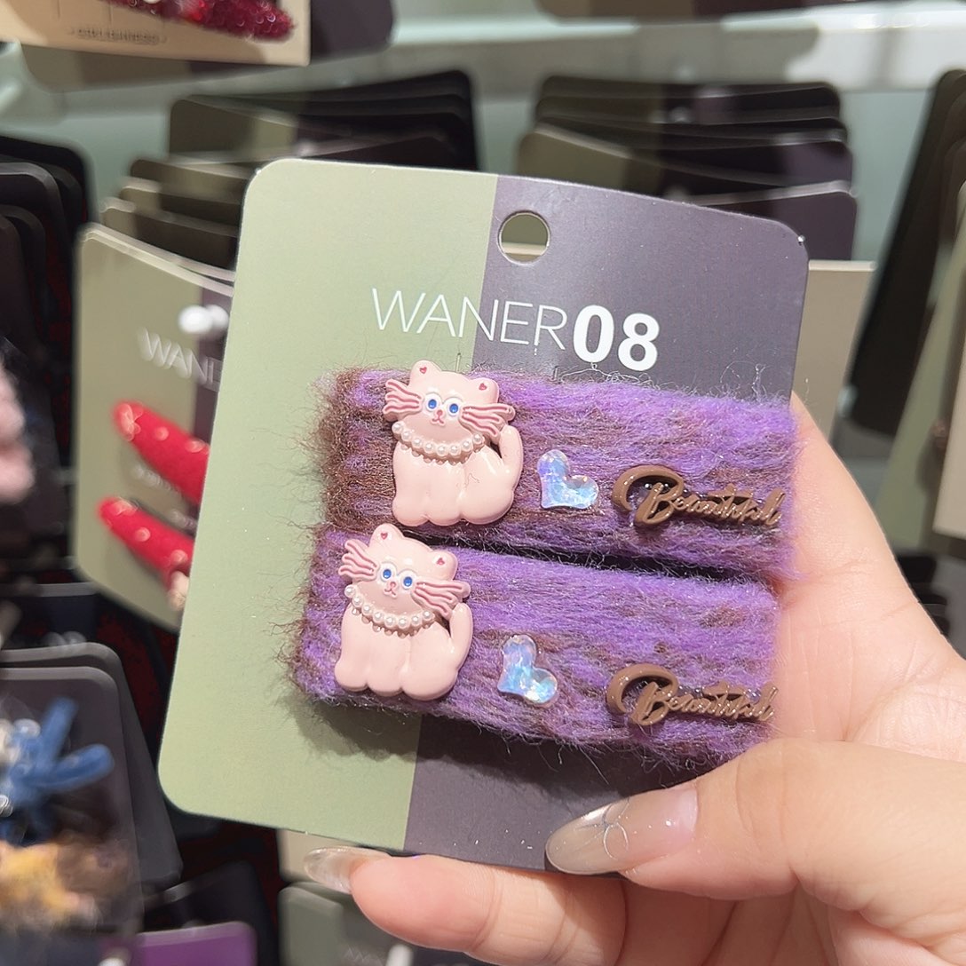 非金属粉色小猫掰掰一对