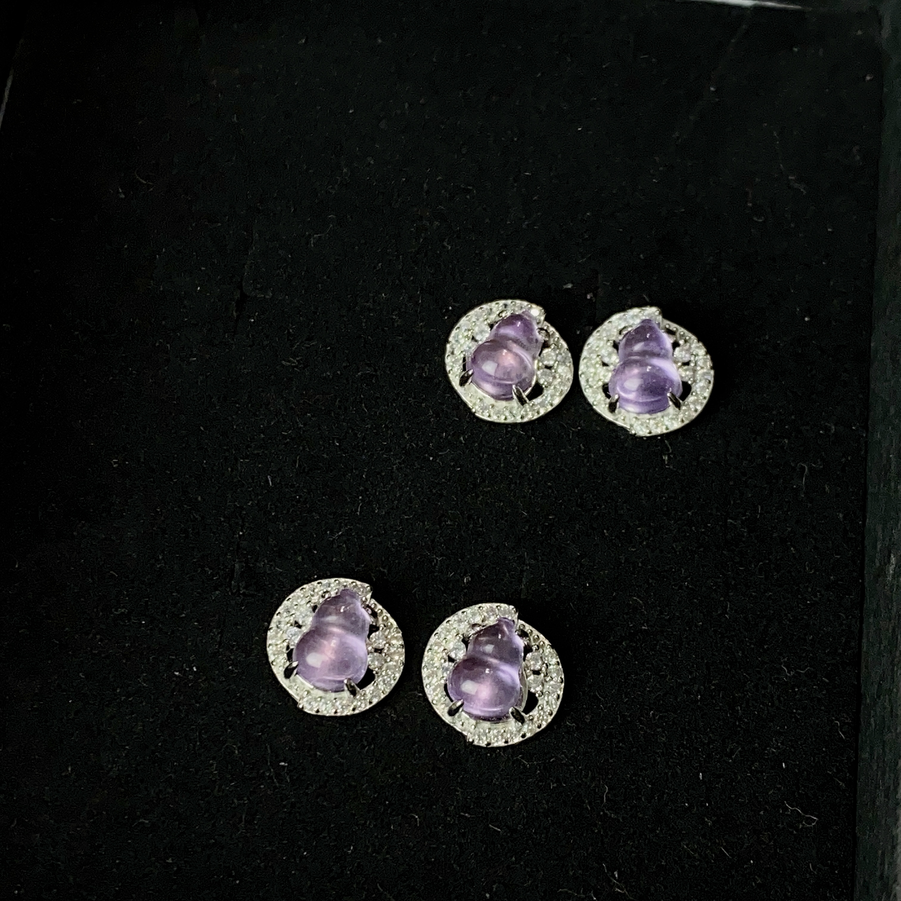 1888/ ZY888-834 水晶时尚百搭精美葫芦耳钉/多样性发货/一件