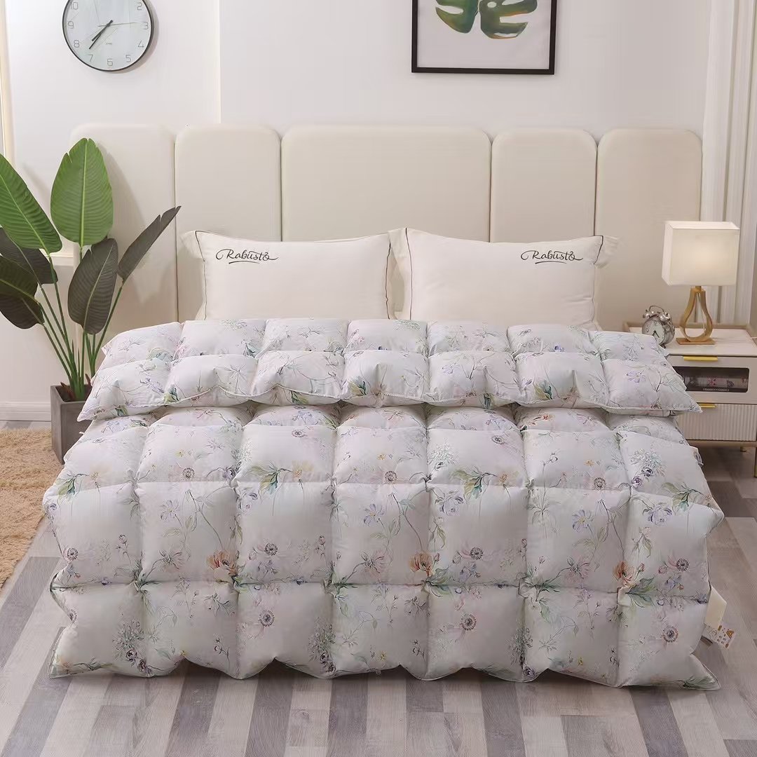 精梳棉双层充绒被壳半成品(春意盎然绿粉)