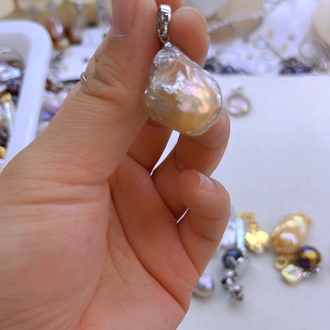 银S925镶嵌淡水珍珠982