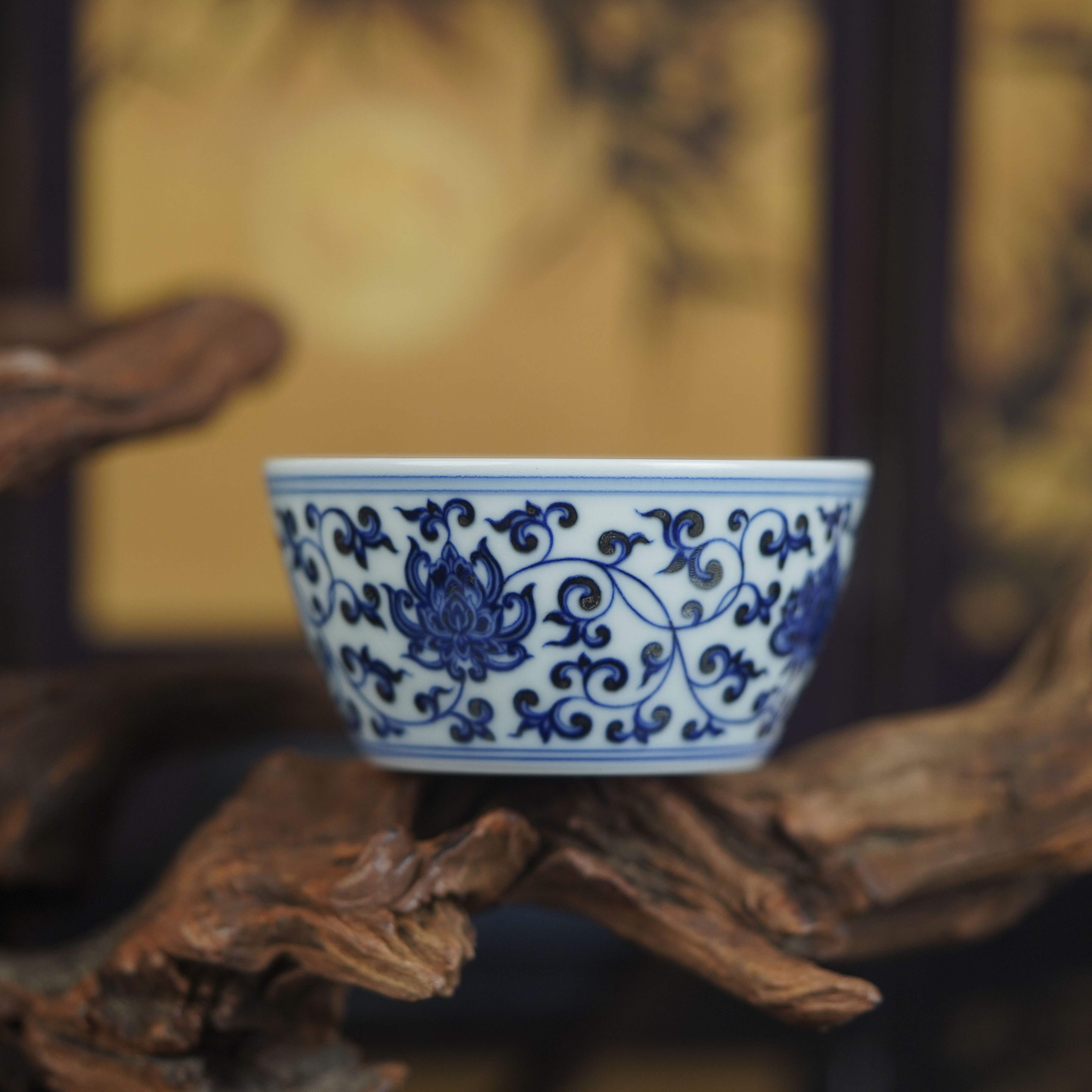 觉山隐窑觉山隐窑敦煌缠枝莲小元宝杯景德镇陶瓷高端茶具包邮