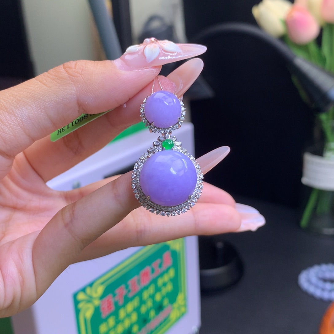 翡翠18K金镶嵌颈饰天然