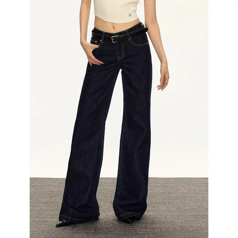 美式高级感休闲宽松百搭牛仔裤女冬季新款复古辣妹水洗显瘦直筒裤