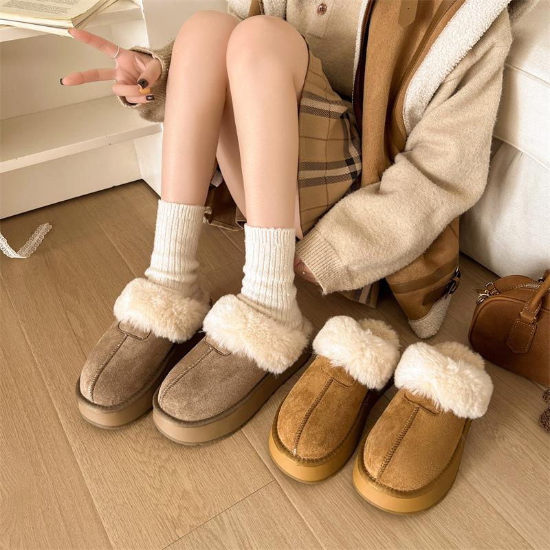 女王范复古棕色厚底毛毛拖鞋女2025新款冬季保暖外穿勃肯拖鞋