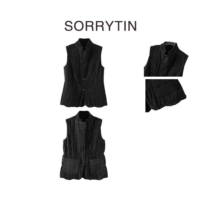 《瘦棉衣》思家高品质 上身好时髦品味十足 两面穿压褶羊毛马甲外套