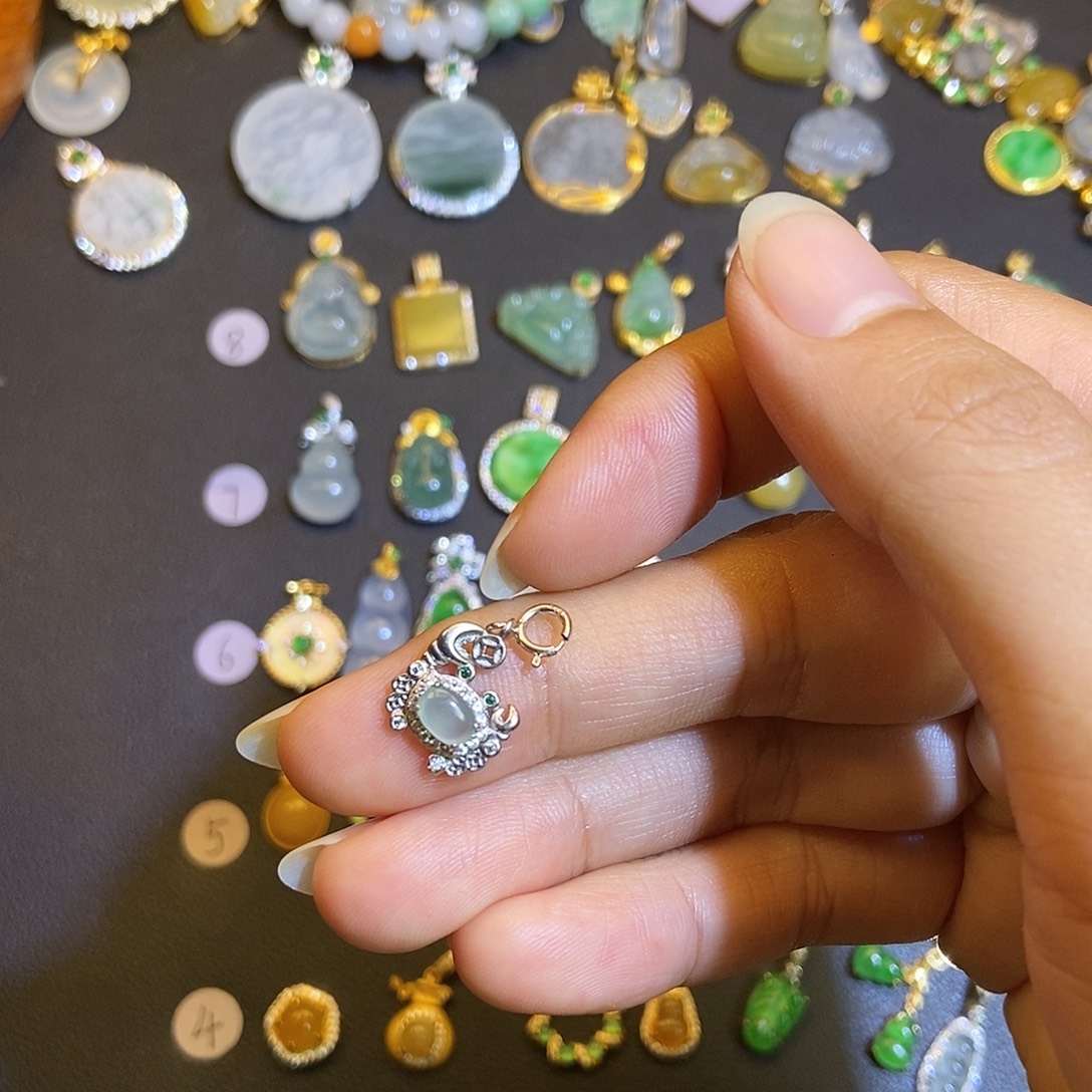 翡翠银S925镶嵌吊坠(不含链)