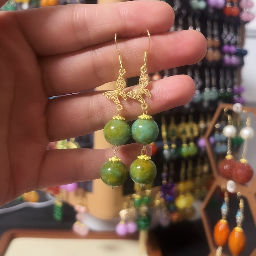 锆石纯铜925银耳饰