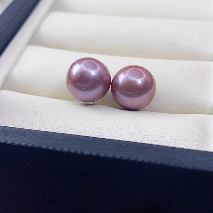 耳饰银S925镶嵌淡水珍珠11+A