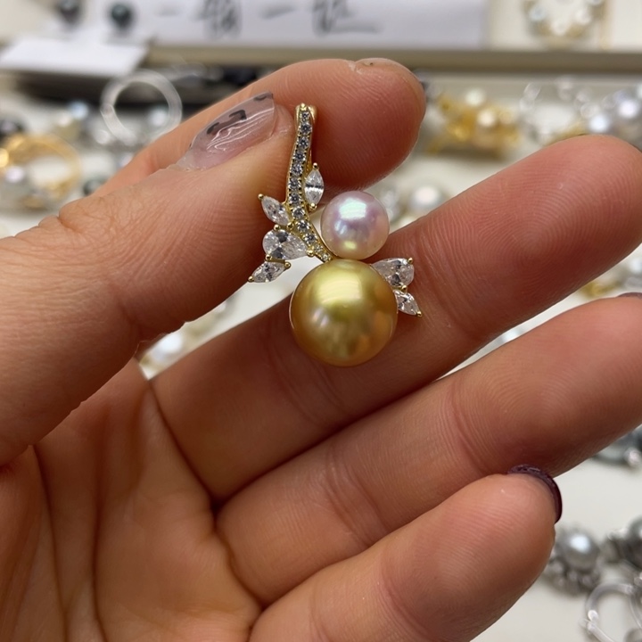 海水珍珠吊坠(不含链)银S925镶嵌