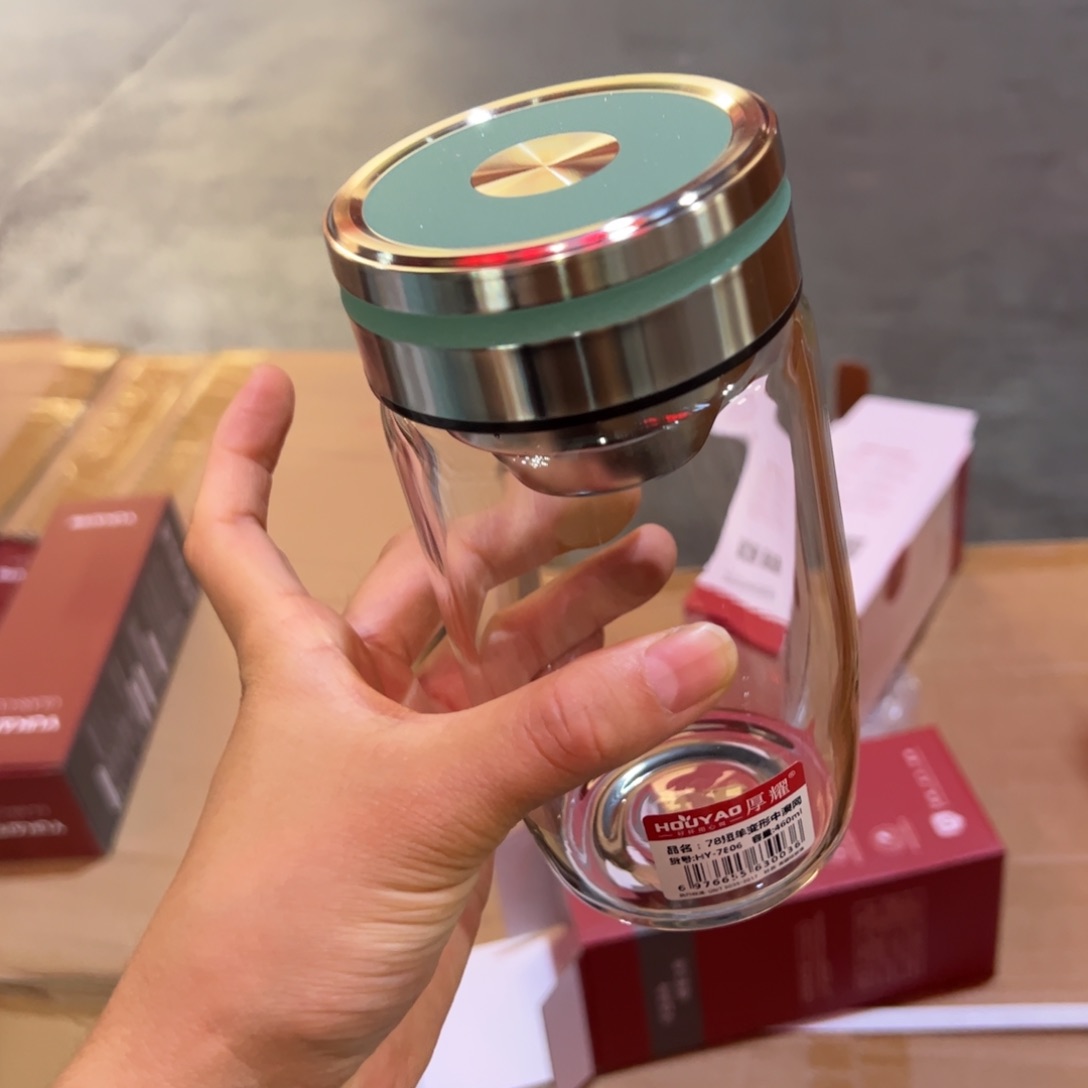 厚耀单层烫手玻璃杯460ml申奥绿色玻璃杯