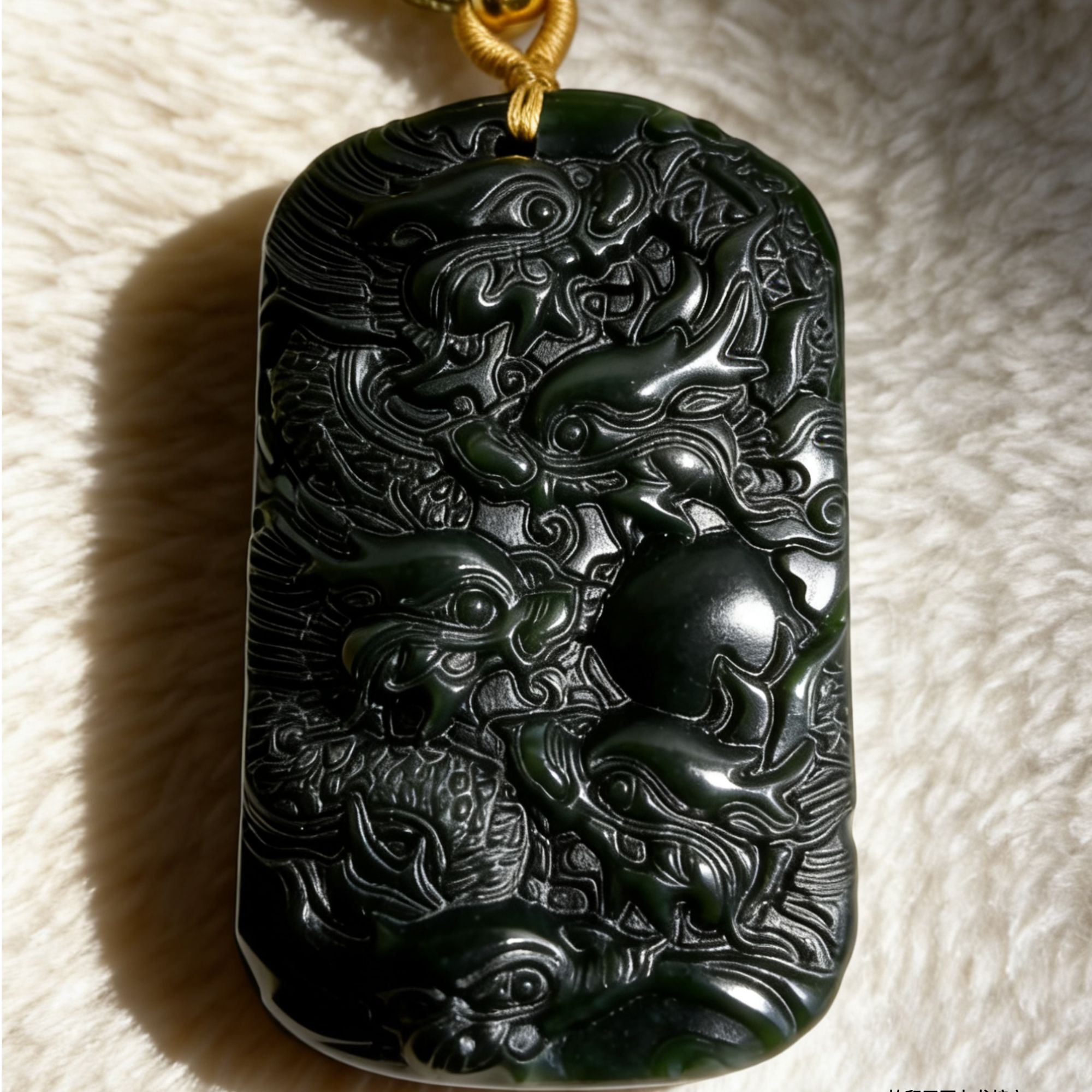 和田玉 九龙护主 吊坠 带礼盒 sz