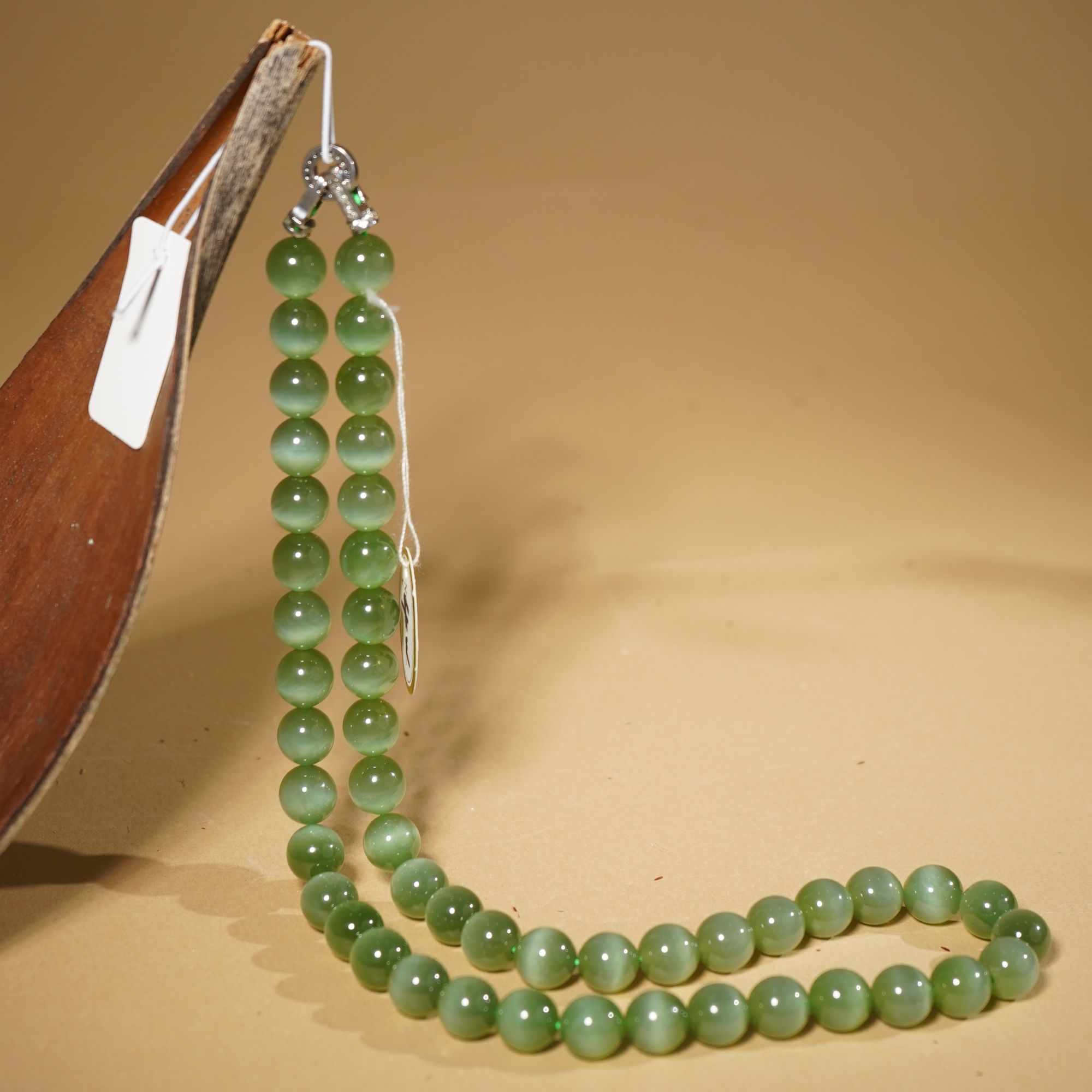 HA00106和田玉碧玉猫眼一线天项链