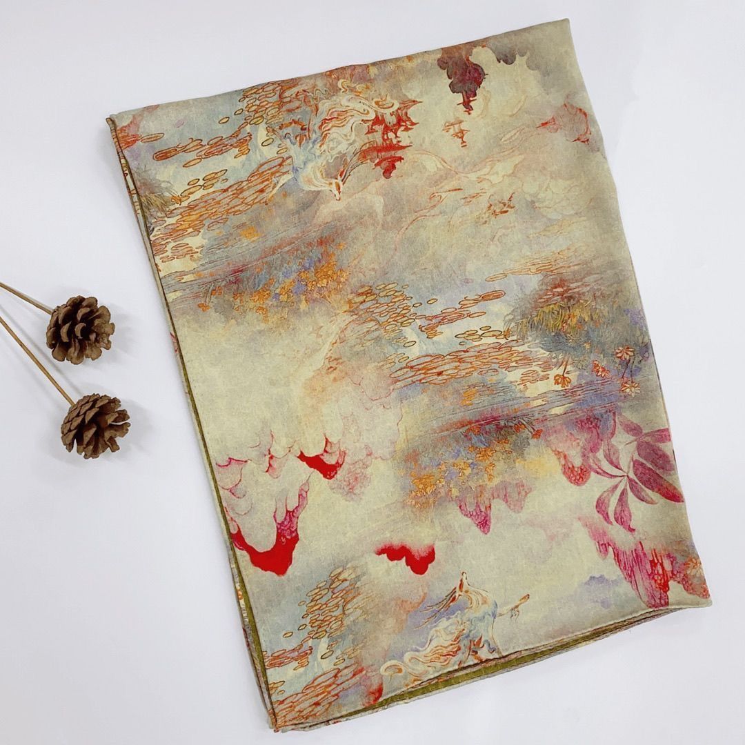 【蓬莱幽梦】140*140 新中式国风女士披肩丝巾P-437