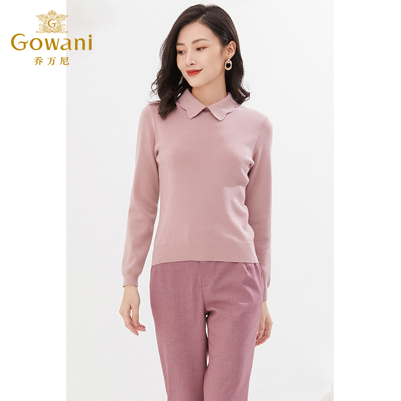 乔万尼秋装新款羊毛针织打底衫纯色简约气质修身款高级感EI4M636