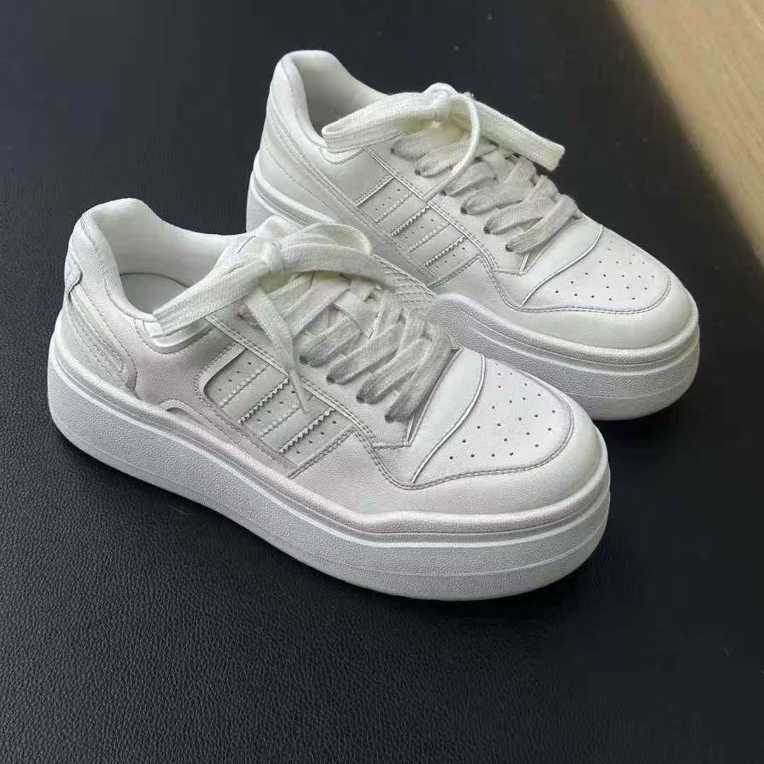 时尚休闲鞋女鞋低帮小白鞋脏脏鞋诗歌兰同款松糕厚底加棉