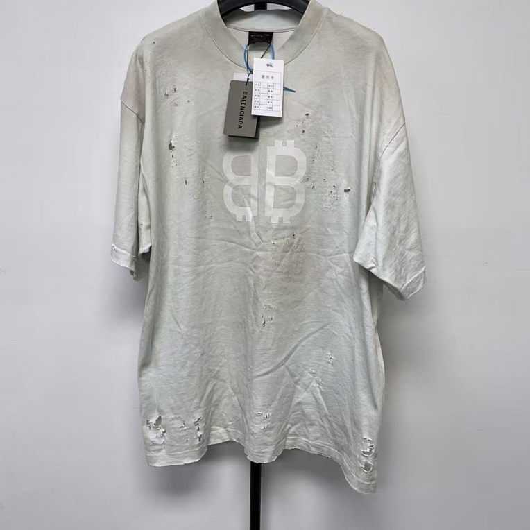 未使用 Balenciaga/巴黎世家 字母Lgoo印花圆领套头短袖 01706