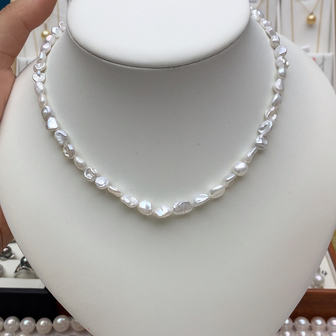 项链淡水珍珠银S925镶嵌