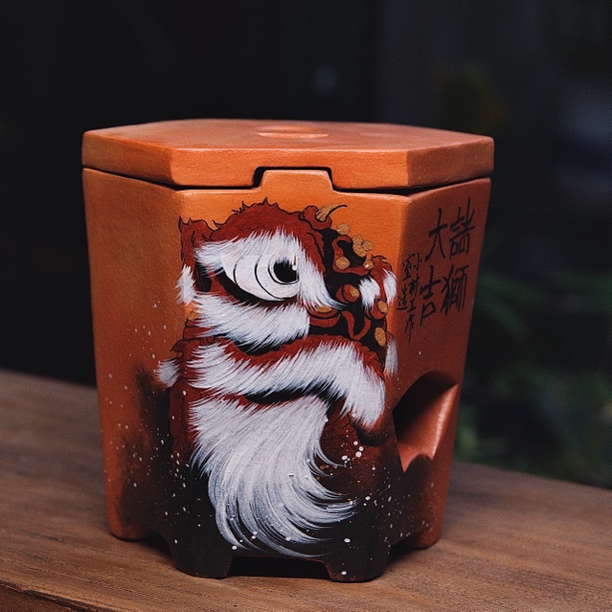 【小崔的茶事】手绘醒狮六方炭炉林于凯工作室定制款