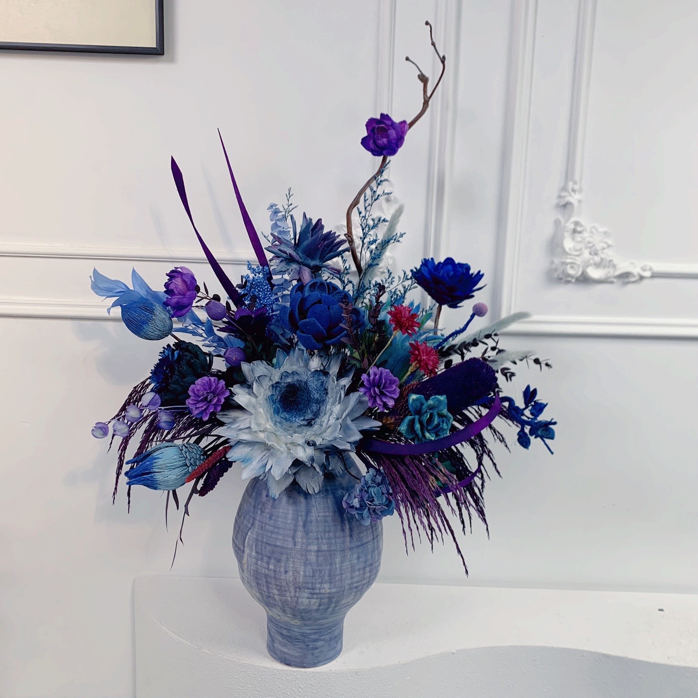 【月棠】客厅电视柜岛台法式餐桌花卧室床头柜轻奢摆件观赏永生花