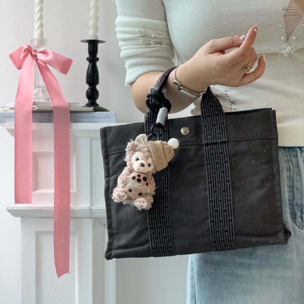 95新 Hermes/爱马仕 爱马仕深棕色帆布托特手提包