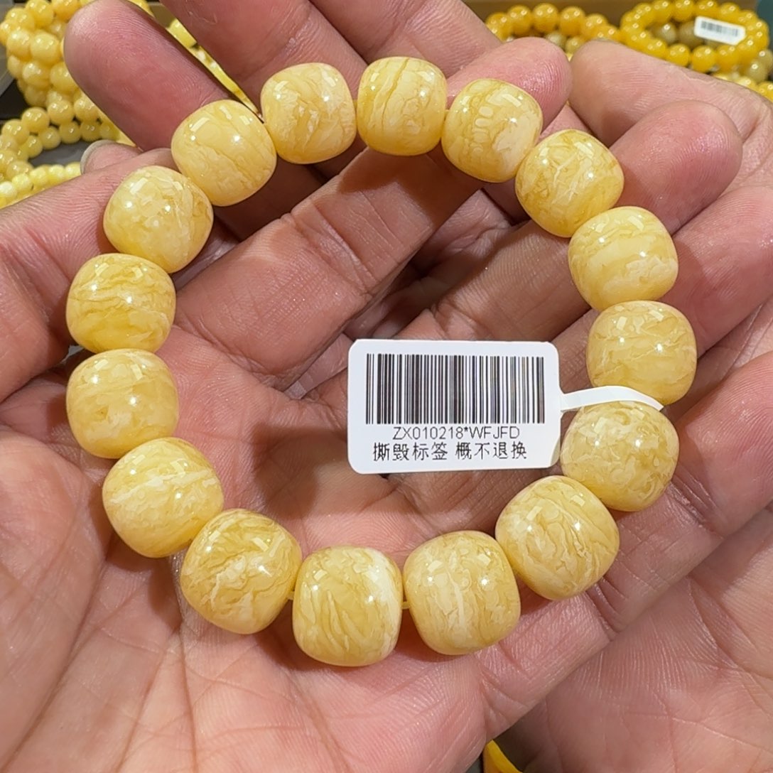 琥珀手链未镶嵌源14m同料老型虎皮花蜡手串27.2