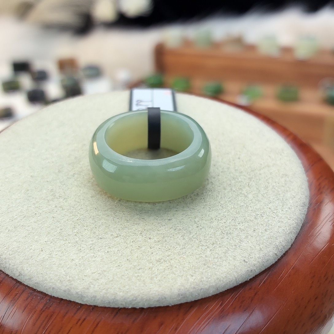 和田玉未镶嵌戒指i94且末蓝方圆18.2mm