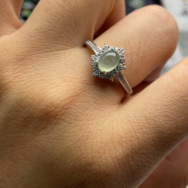 翡翠戒指银S925镶嵌戒指