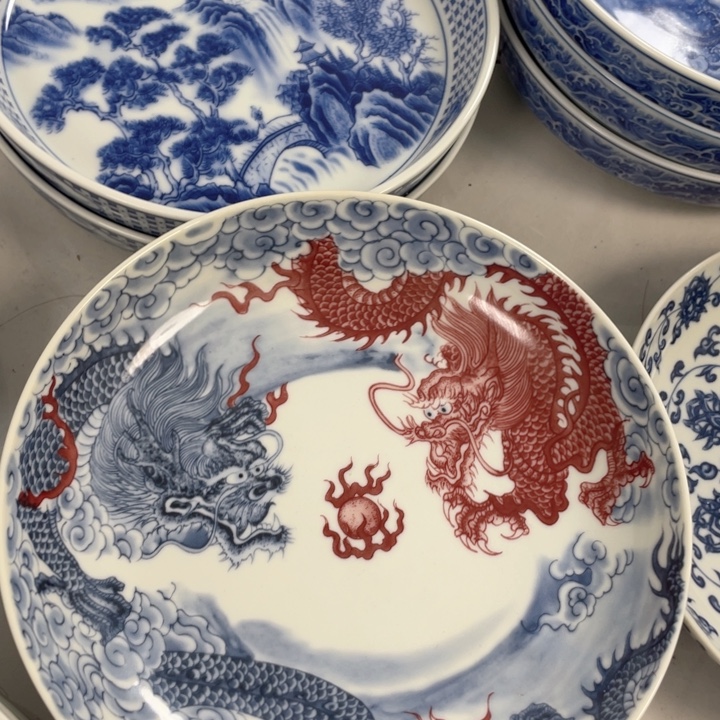 瓷片景德镇双龙戏珠大壶承