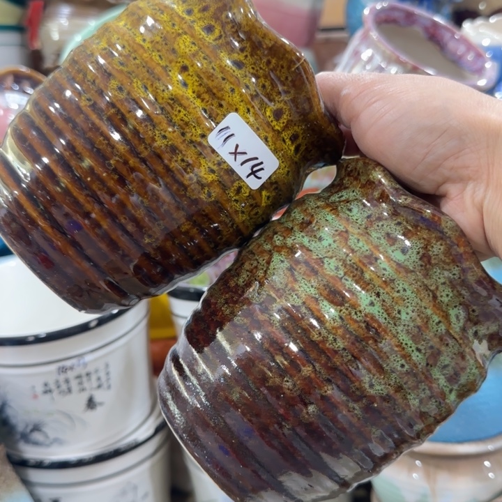 凑9块包邮，有孔，陶瓷花盆