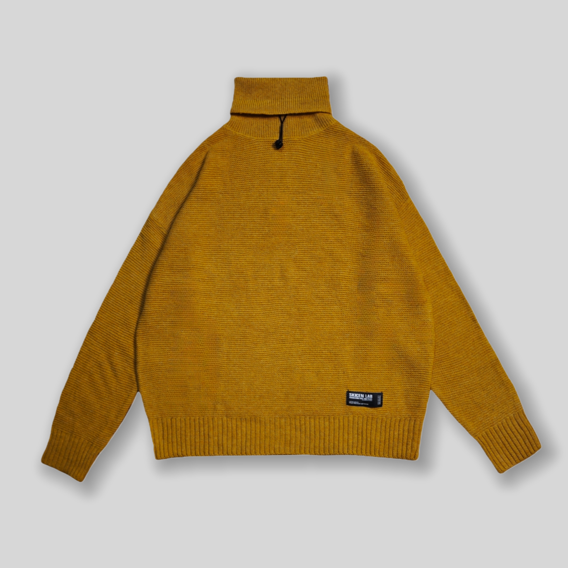 潮牌抽绳调节高领宽松保暖毛衣冬季时尚厚款时尚百搭情侣针织衫