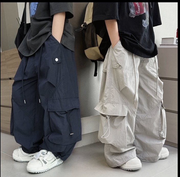 男童裤子夏季工装裤薄款2025新款宽松中大童百搭阔腿休闲长裤潮