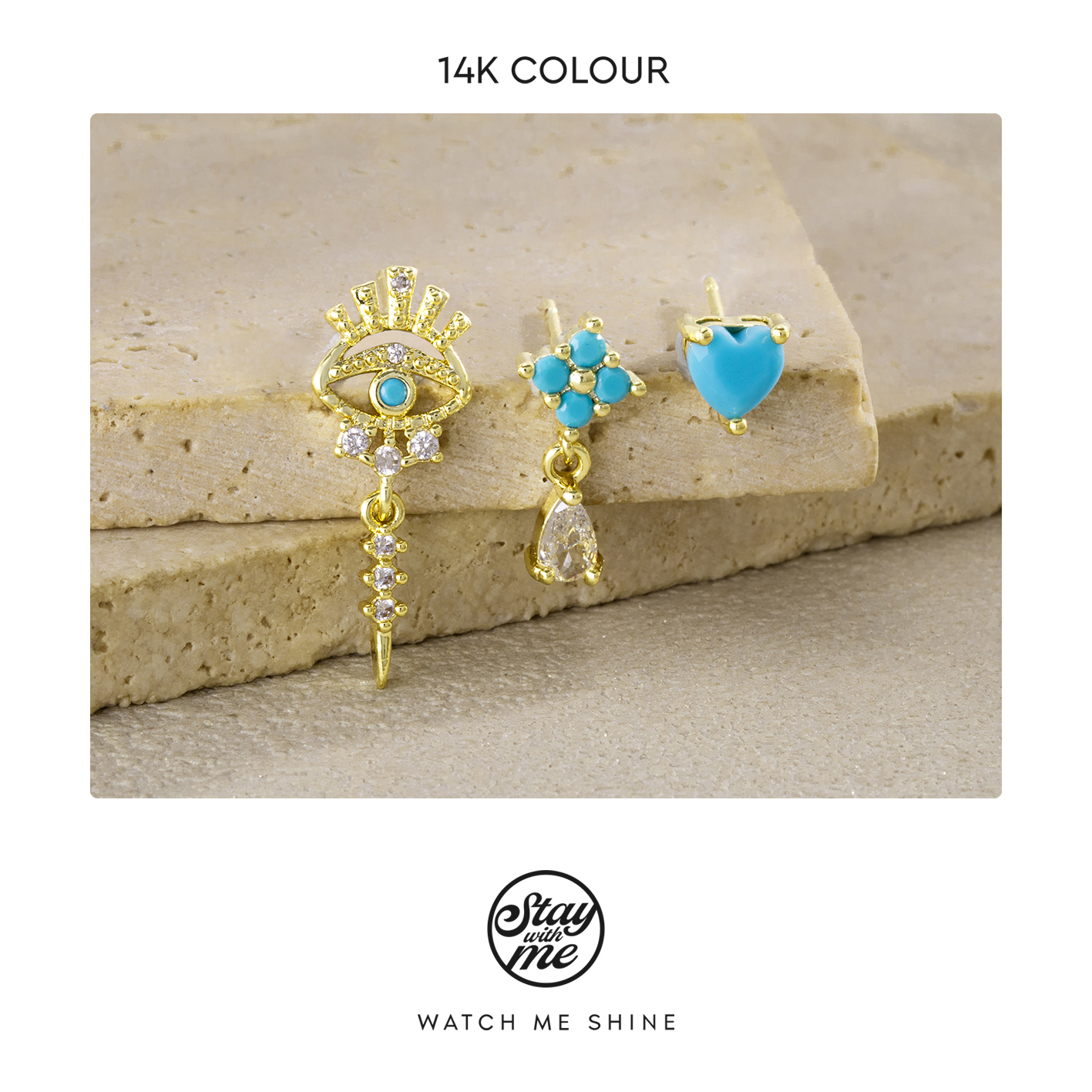 STAY WITH ME 铜合金合成锆石耳饰 小众设计p0675耳钉