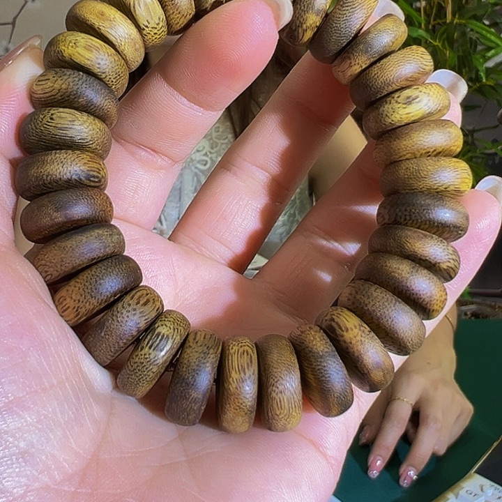 手串沉香老料海南老白棋算盘珠单圈手串