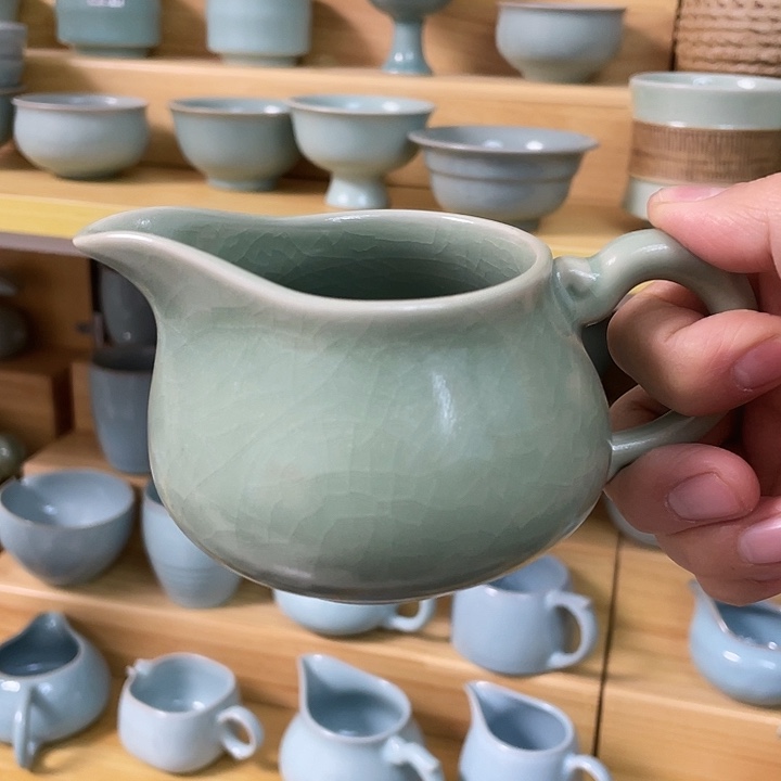 公道杯老式公道豆绿支钉满釉