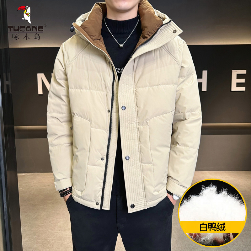 2025冬季新款连帽鸭绒羽绒服加厚保暖档次帅气
