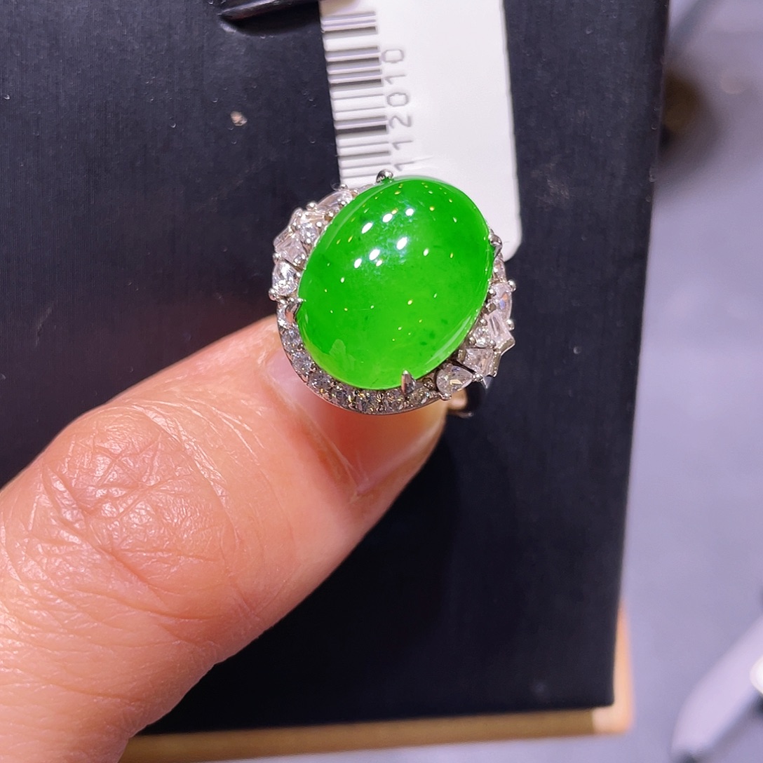 翡翠银S925镶嵌项链戒指