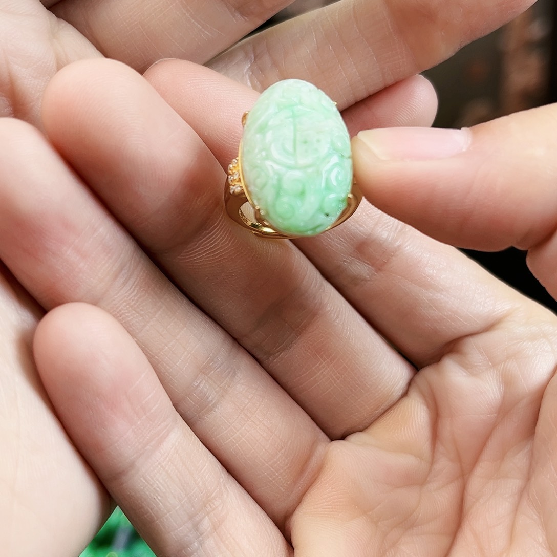 翡翠戒指银S925镶嵌戒指