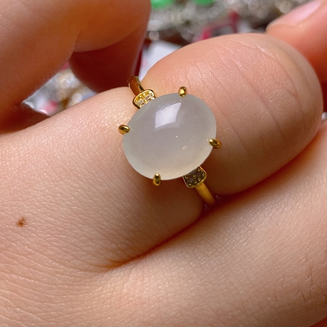 银S925镶嵌戒指翡翠百内无证书