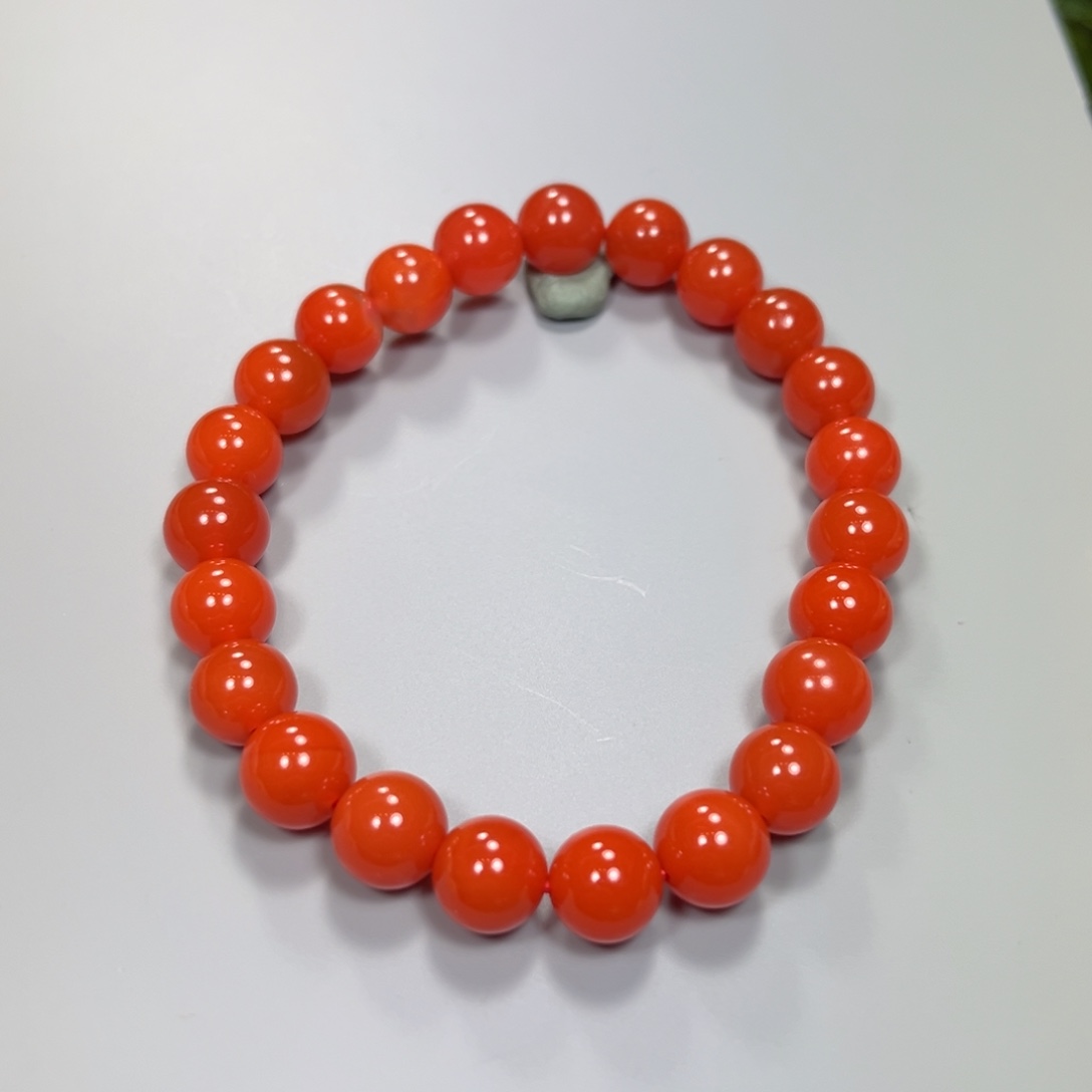 南红玛瑙柿子红圆珠8mm单圈大陷坝未镶嵌