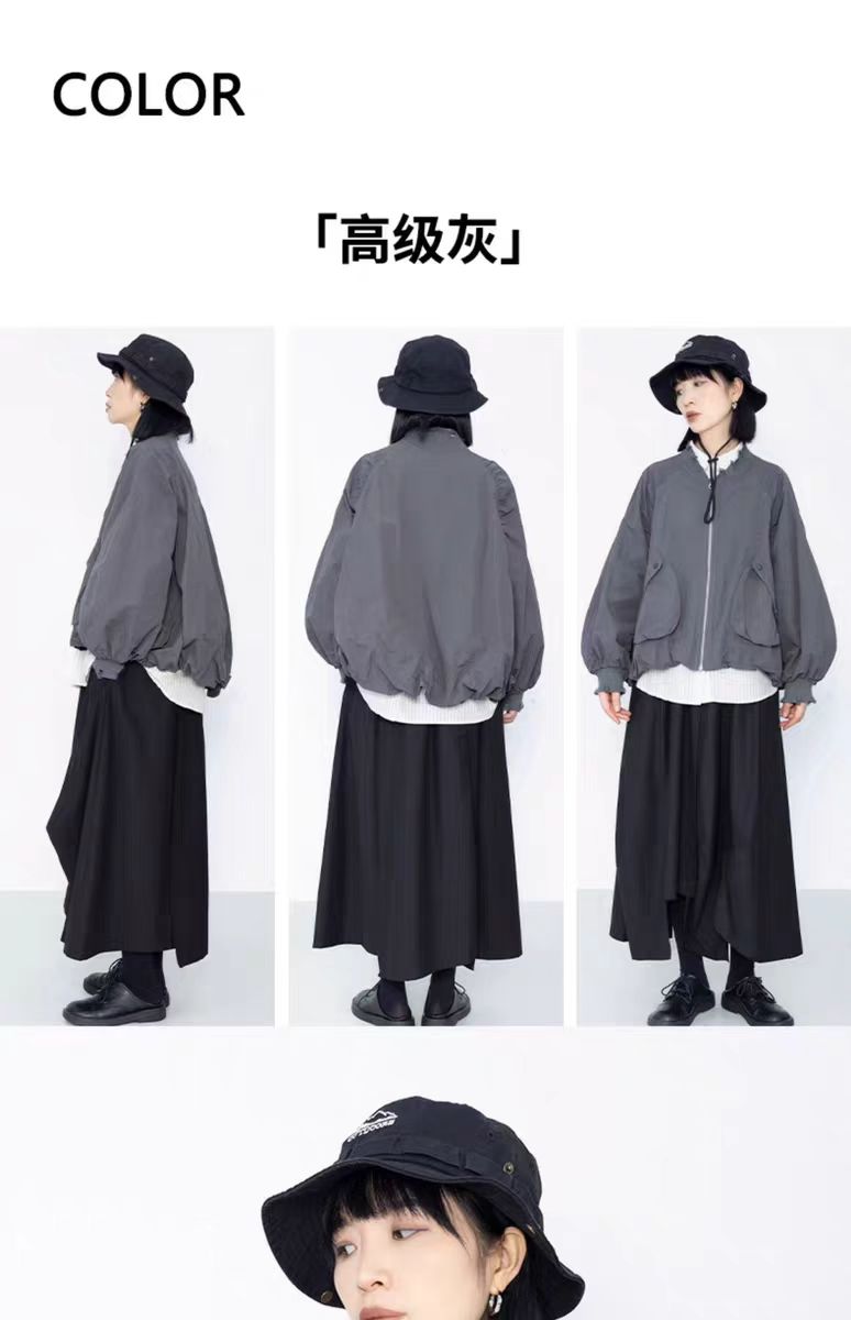 【扣号专拍】2025慵懒宽松休闲新款工装外套气质棒球领破边夹克女