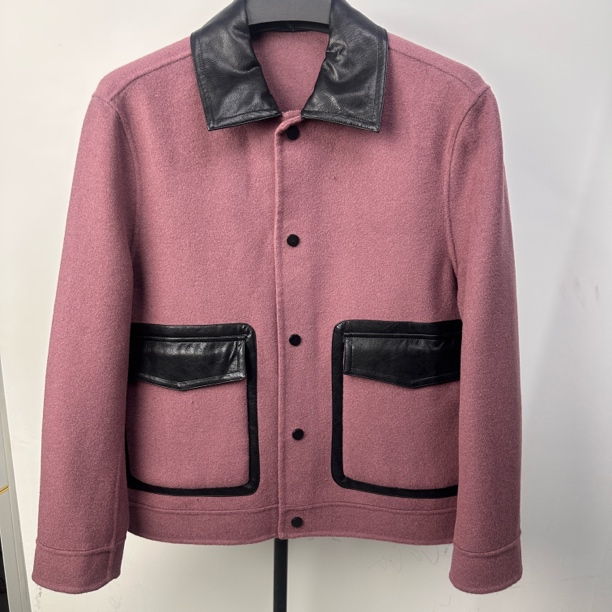 毛呢大衣单排扣秋冬拼接短款休闲冬季厚款男士设计师