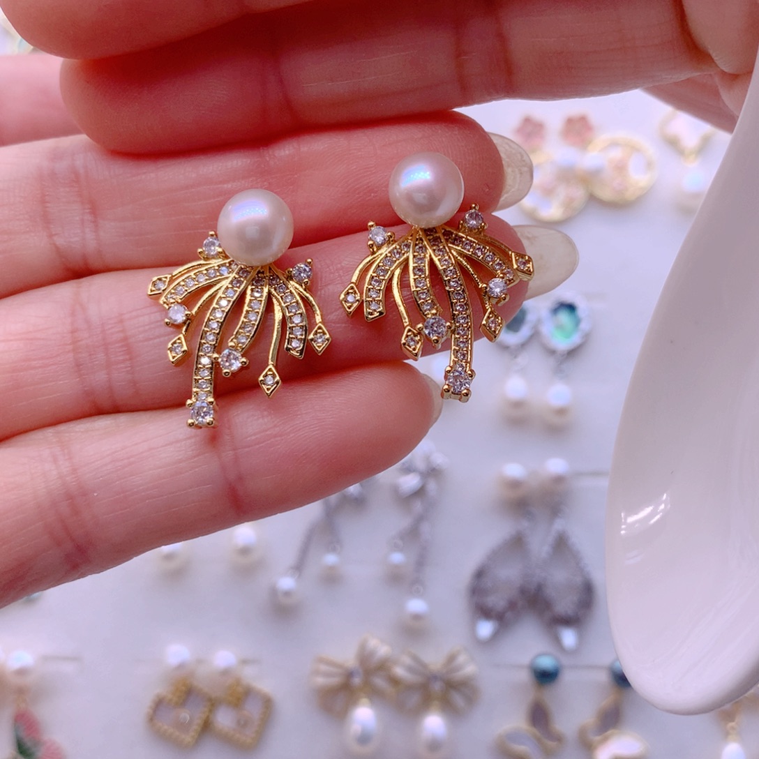 合金淡水珍珠耳饰