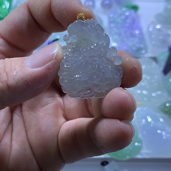 翡翠18K金镶嵌颈饰天然翡翠A货吊坠