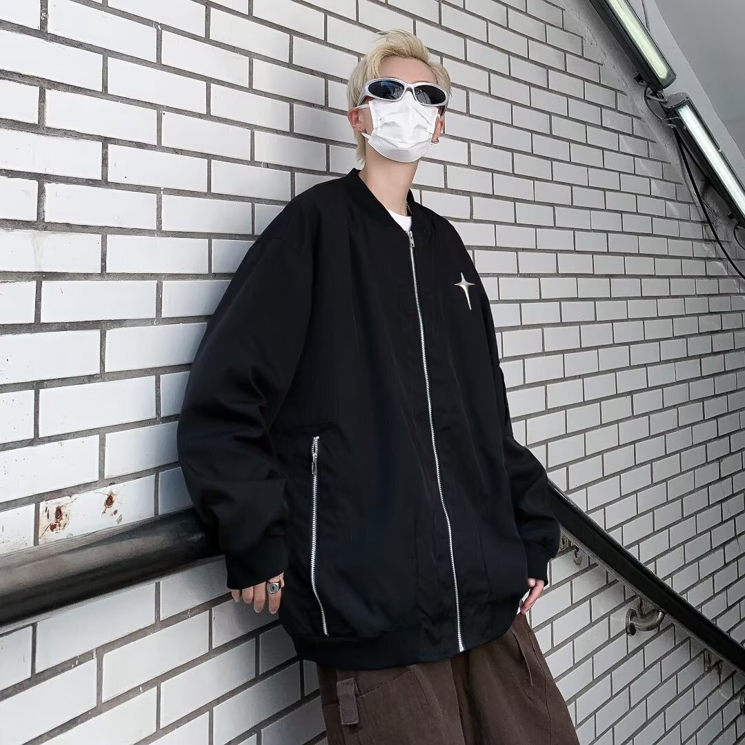 7003-BY春秋季美式夹克男女情侣款上衣外套潮流宽松百搭棒球服