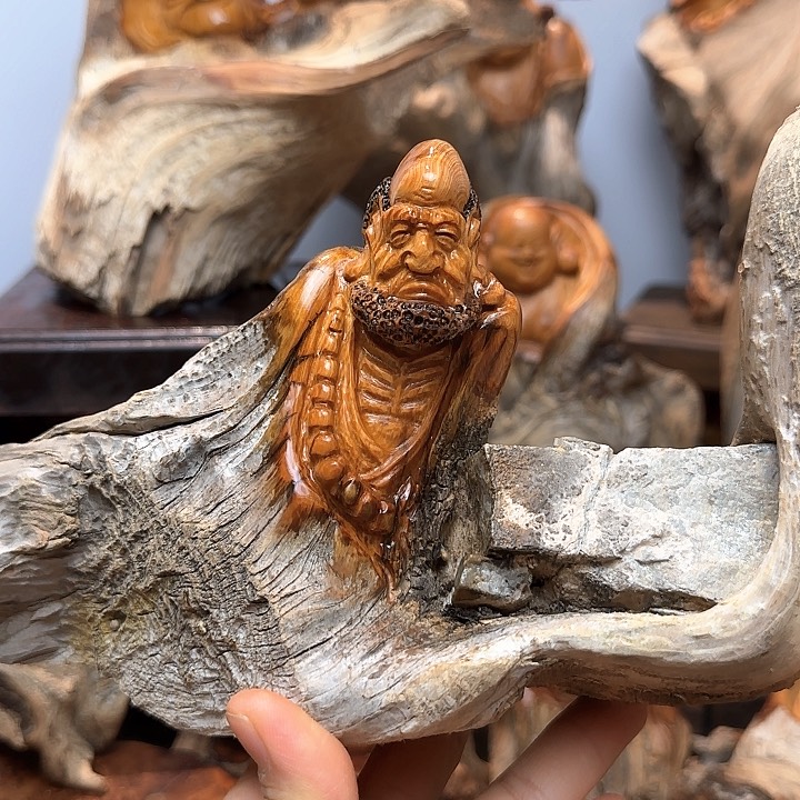 柏木把件太行崖柏达摩