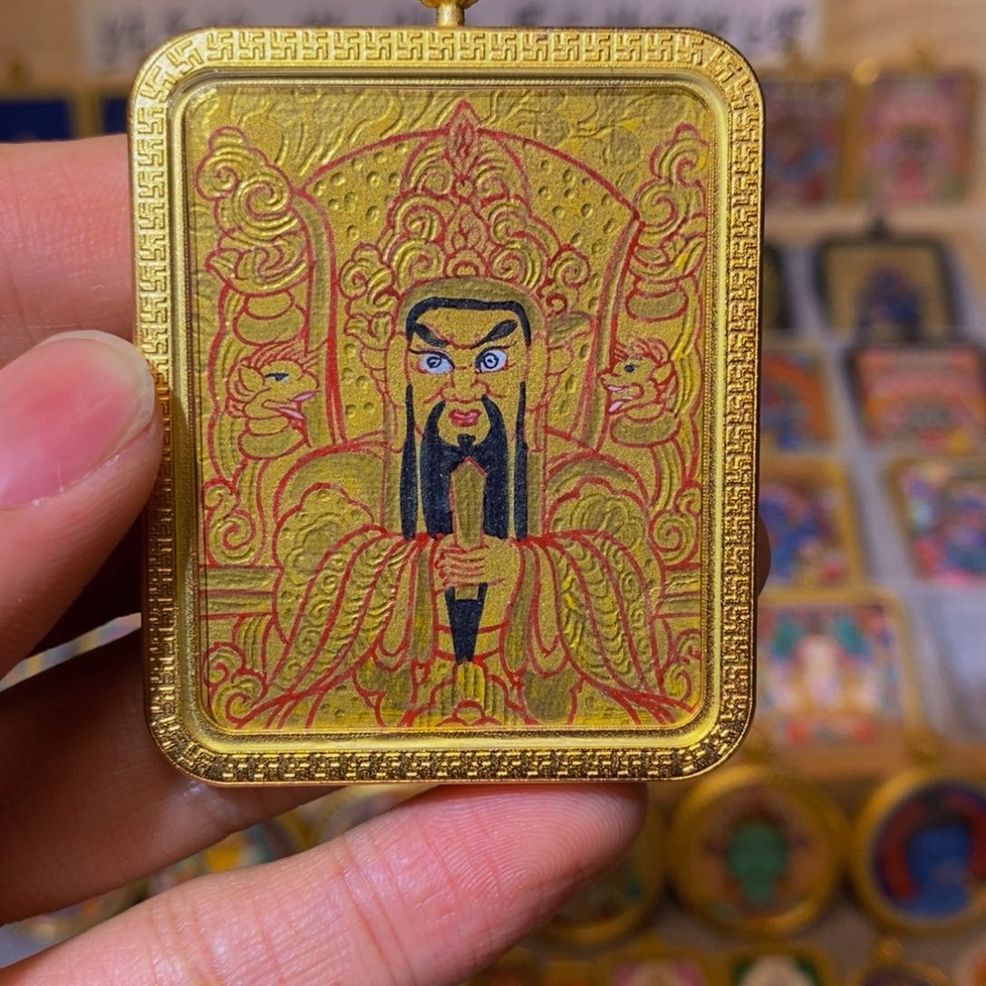 吊坠龙五爷纯手绘唐卡