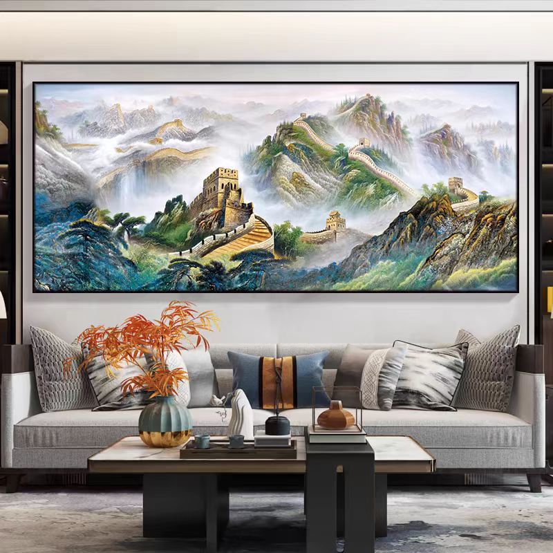万里长城中式办公室壁画风景画客厅沙发背景墙装饰山水画客厅挂画